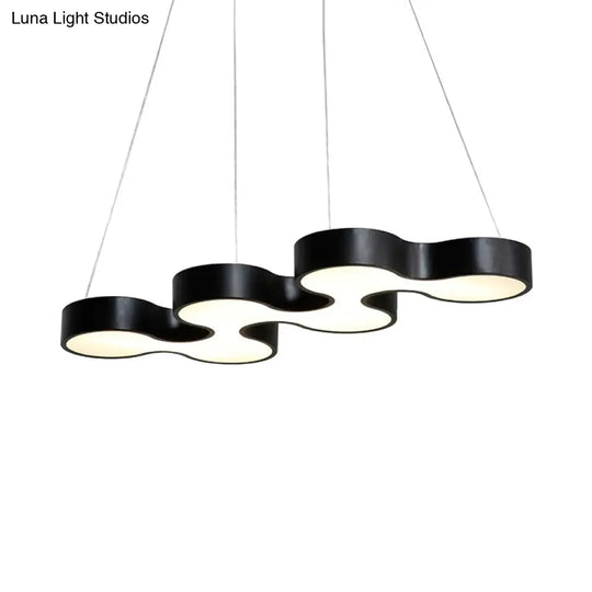 Contemporary Led Dining Room Pendant Light With Metal Curve Shade - White/Black Hanging Ceiling