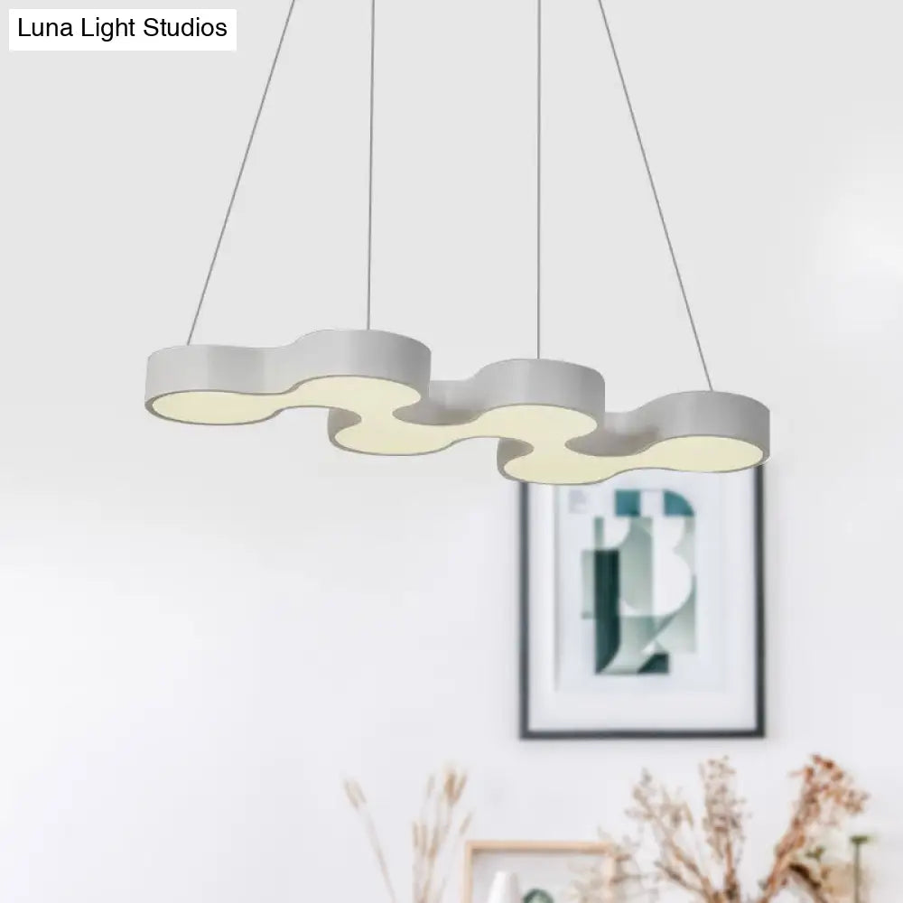 Contemporary Led Dining Room Pendant Light With Metal Curve Shade - White/Black Hanging Ceiling