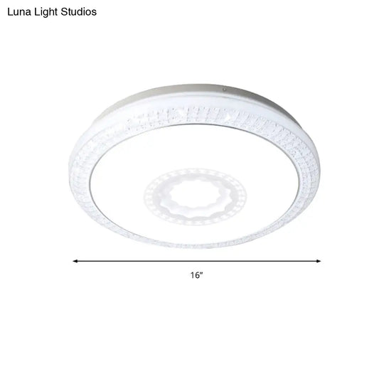 Contemporary Led Drum Flush Mount Lamp - Acrylic Diffuser In White/Pink/Blue Ideal For Bedroom