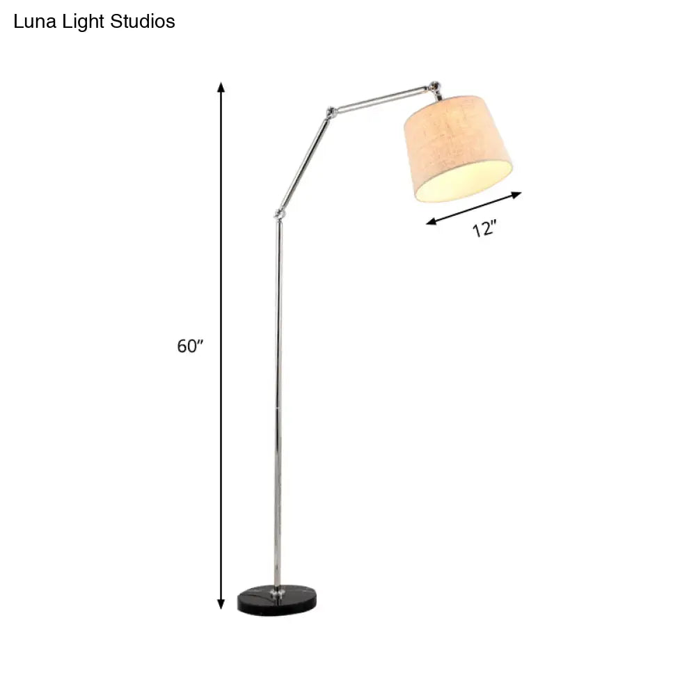 Contemporary Led Floor Lamp In Beige: Adjustable Arm Tapered Design For Reading