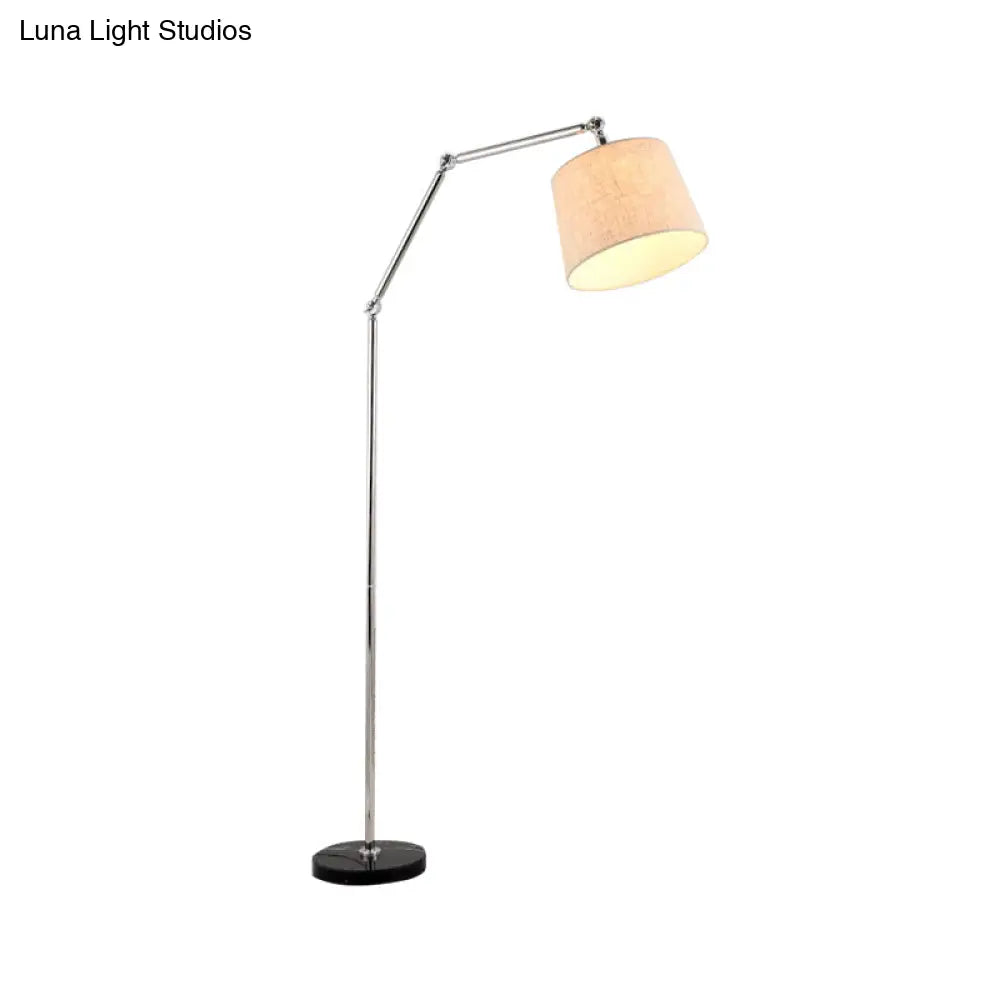 Contemporary Led Floor Lamp In Beige: Adjustable Arm Tapered Design For Reading