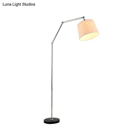 Contemporary Led Floor Lamp In Beige: Adjustable Arm Tapered Design For Reading