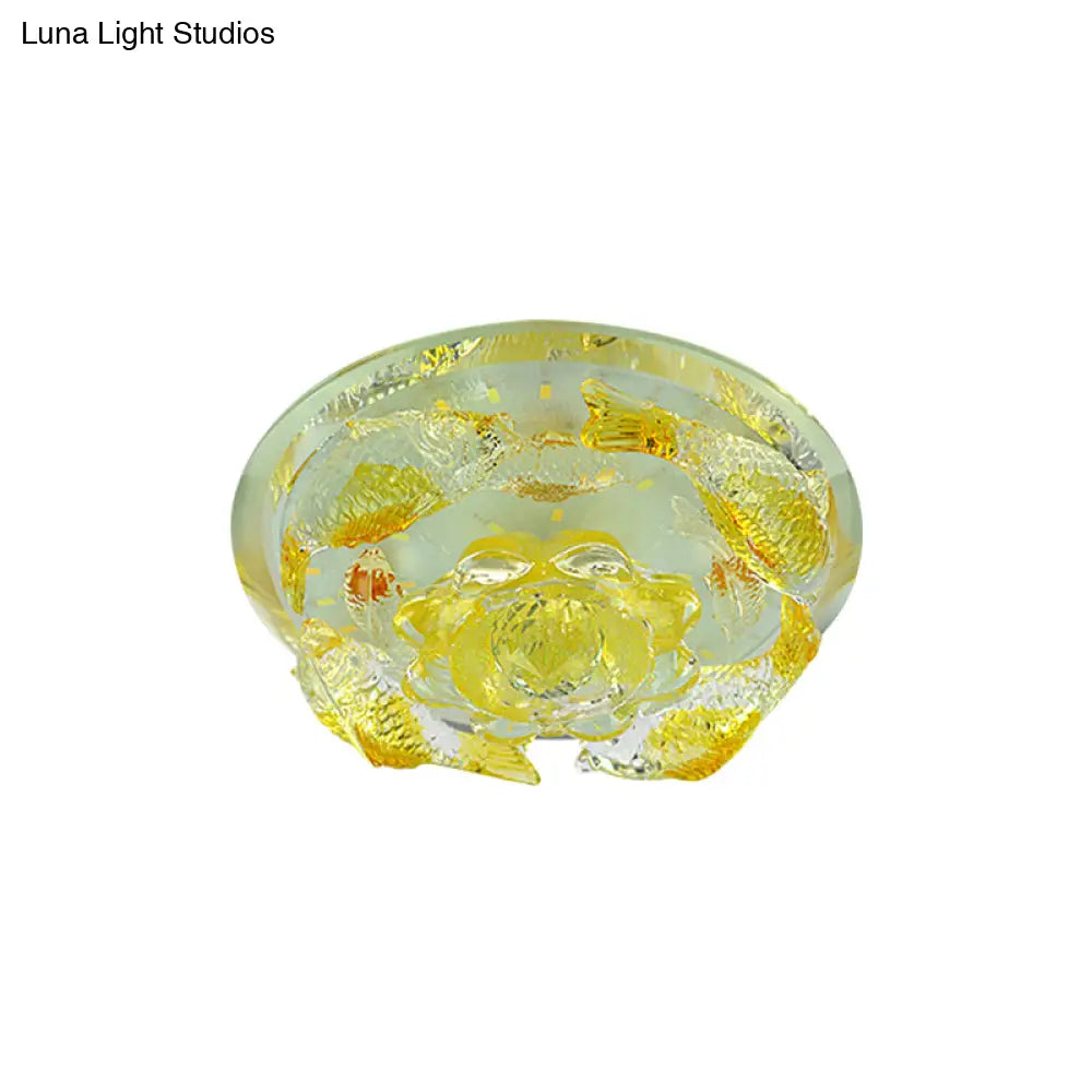 Contemporary Led Floral Crystal Ceiling Light - Warm/White Flush Mount