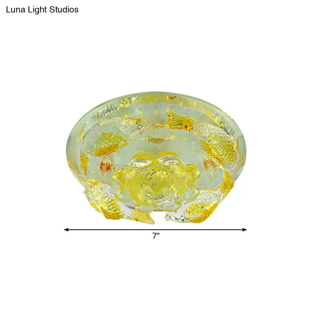 Contemporary Led Floral Crystal Ceiling Light - Warm/White Flush Mount