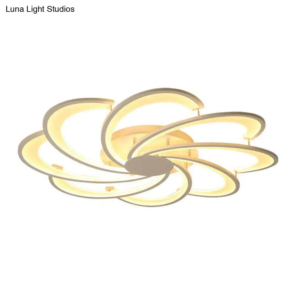 Contemporary Led Flower Flush Ceiling Light: Acrylic Living Room Lighting Fixture