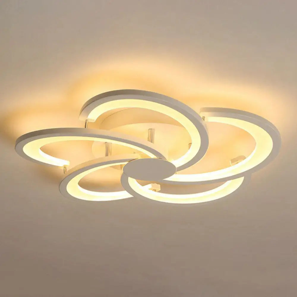 Contemporary Led Flower Flush Ceiling Light: Acrylic Living Room Lighting Fixture 5 / White