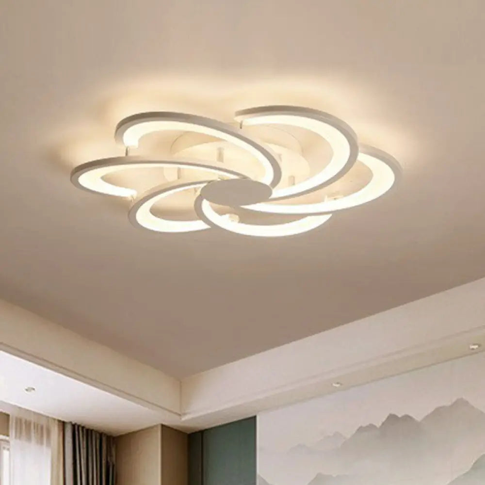 Contemporary Led Flower Flush Ceiling Light: Acrylic Living Room Lighting Fixture 6 / White Warm