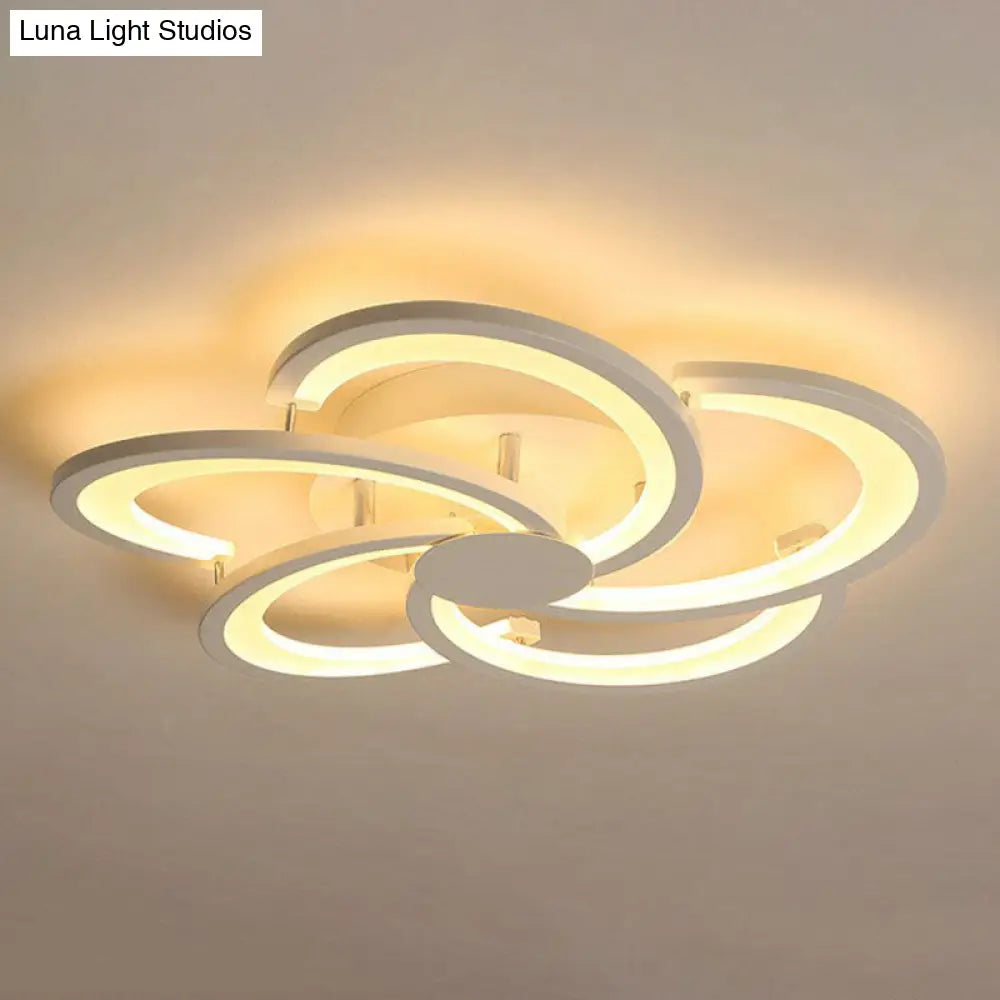 Contemporary Led Flower Flush Ceiling Light: Acrylic Living Room Lighting Fixture 5 / White