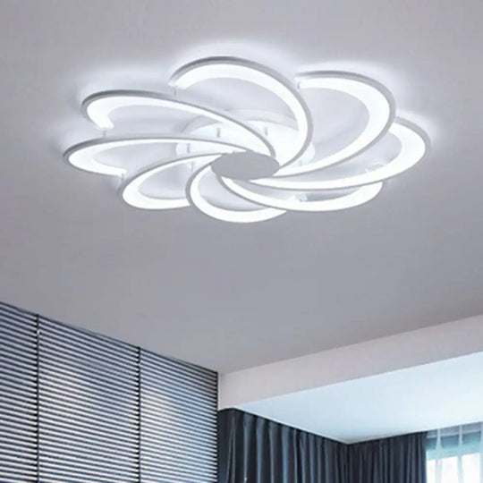 Contemporary Led Flower Flush Ceiling Light: Acrylic Living Room Lighting Fixture 8 / White