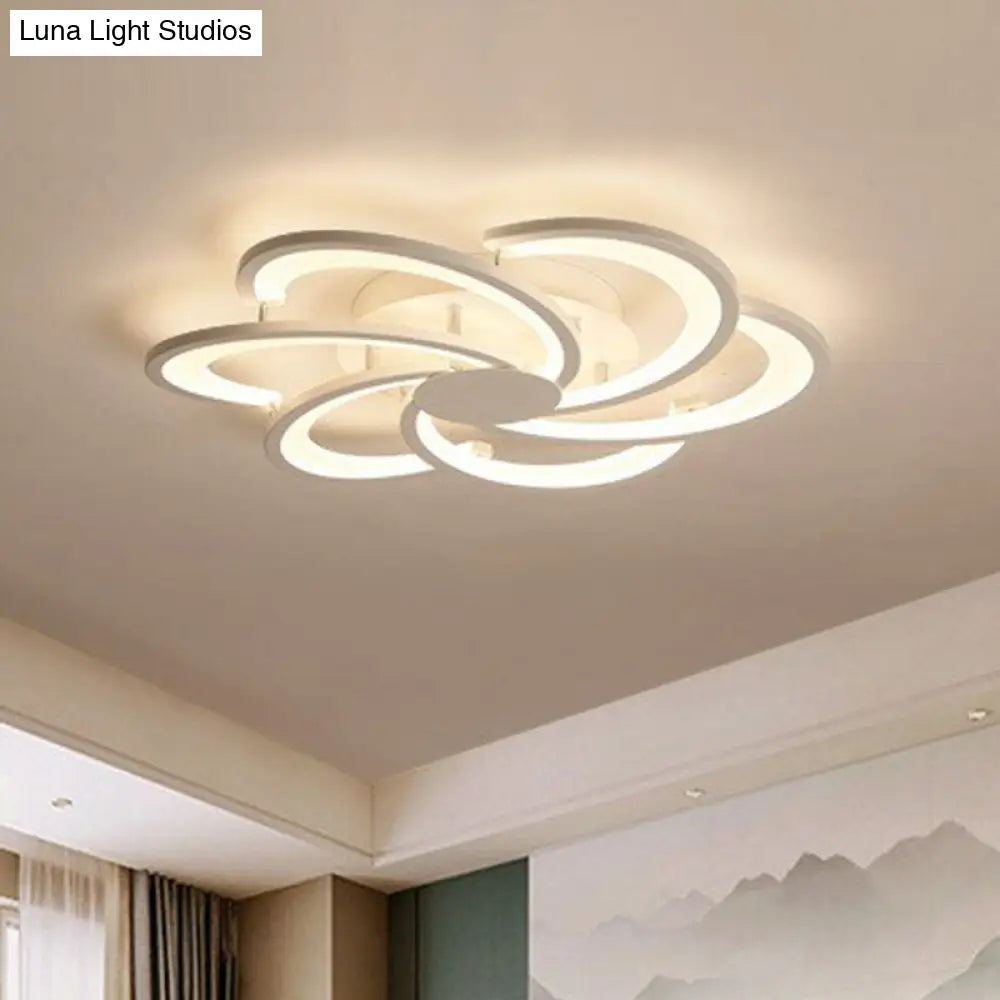 Contemporary Led Flower Flush Ceiling Light: Acrylic Living Room Lighting Fixture 6 / White Warm