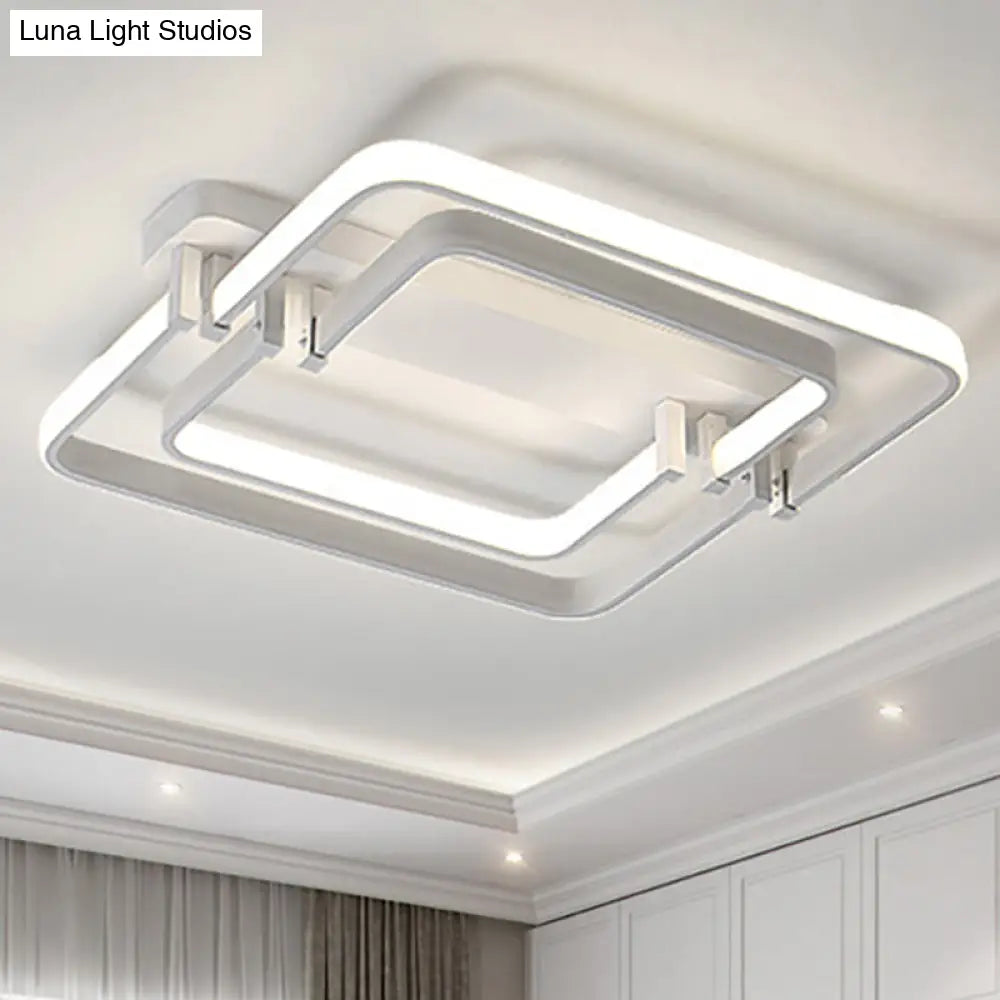 Contemporary Led Flush Ceiling Light: Round Edge Metal Black/White White/Warm Light - 18/21.5 White