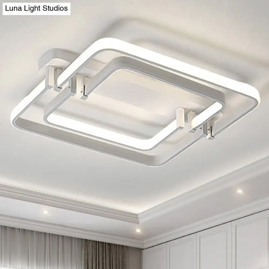 Contemporary Led Flush Ceiling Light: Round Edge Metal Black/White White/Warm Light - 18/21.5 White