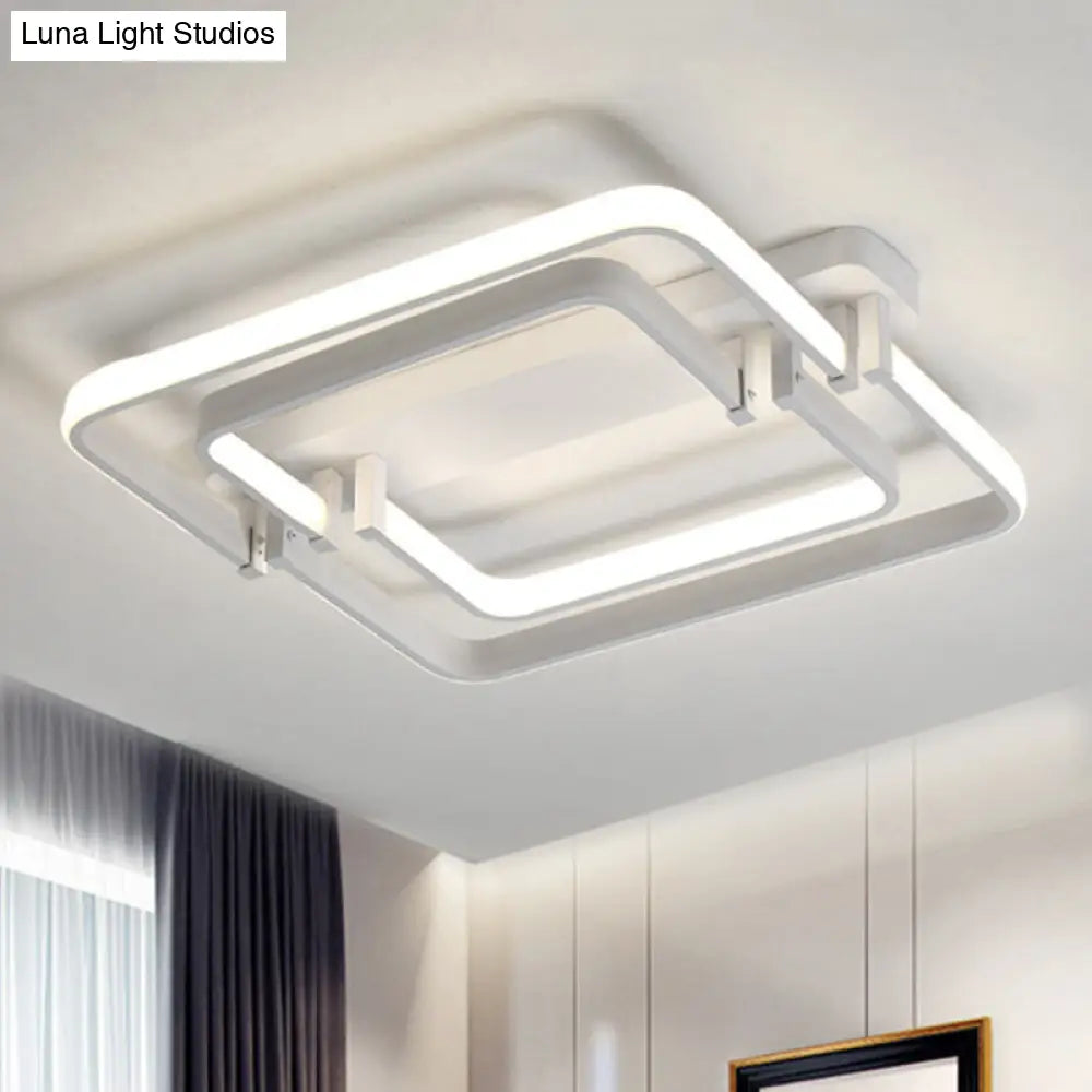 Contemporary Led Flush Ceiling Light: Round Edge Metal Black/White White/Warm Light - 18/21.5