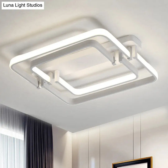 Contemporary Led Flush Ceiling Light: Round Edge Metal Black/White White/Warm Light - 18’/21.5