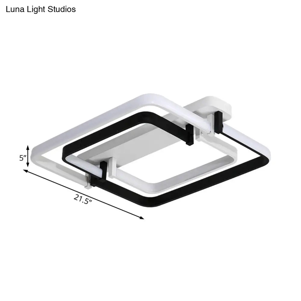 Contemporary Led Flush Ceiling Light: Round Edge Metal Black/White White/Warm Light - 18’/21.5