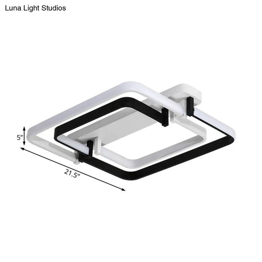 Contemporary Led Flush Ceiling Light: Round Edge Metal Black/White White/Warm Light - 18’/21.5