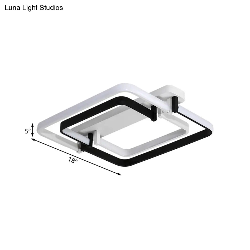 Contemporary Led Flush Ceiling Light: Round Edge Metal Black/White White/Warm Light - 18/21.5
