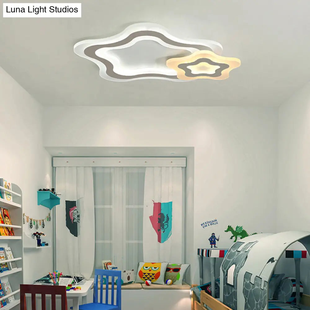 Contemporary Led Flush Ceiling Light: Slim Panel Lamp For Living Room In White Acrylic
