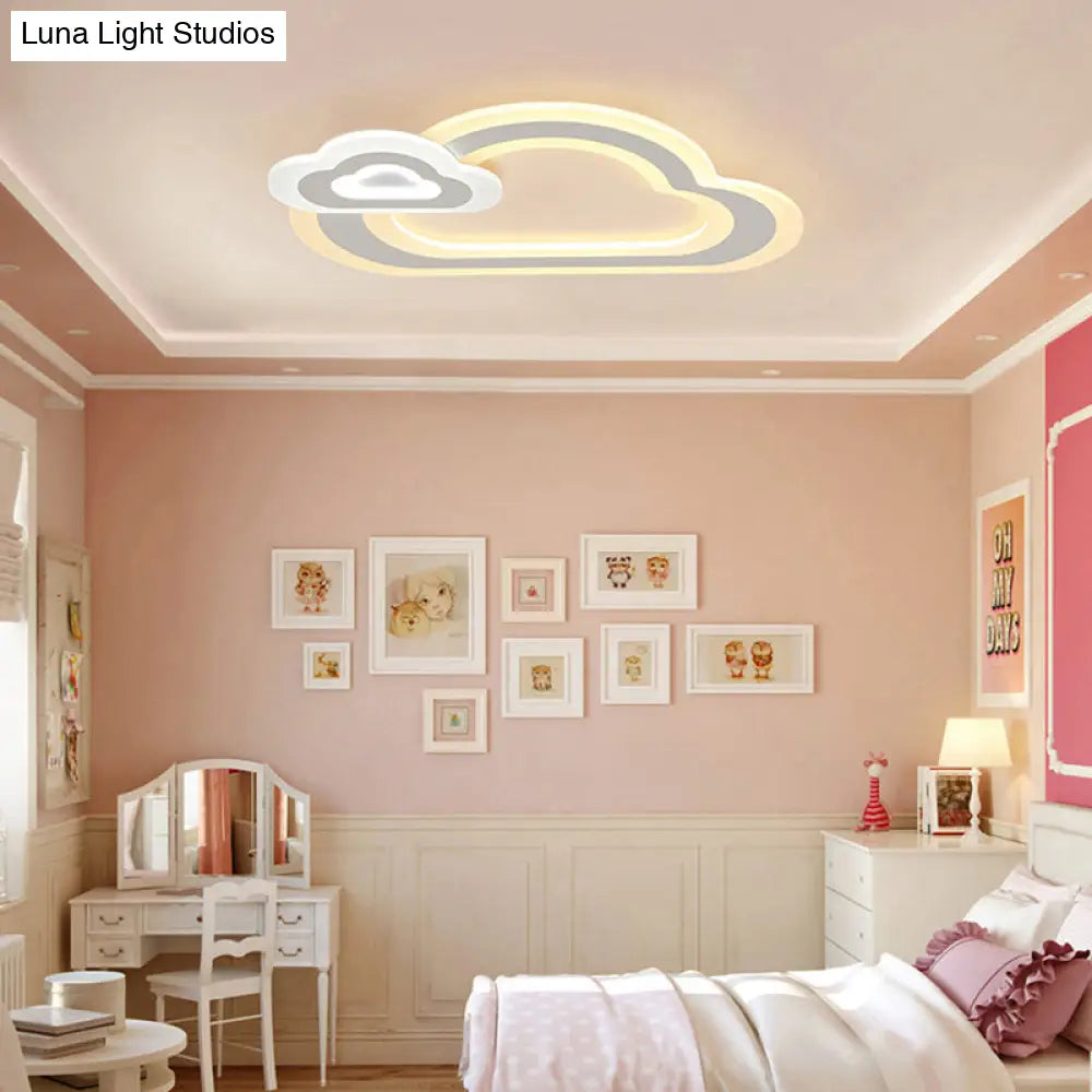 Contemporary Led Flush Ceiling Light: Slim Panel Lamp For Living Room In White Acrylic / B