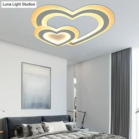 Contemporary Led Flush Ceiling Light: Slim Panel Lamp For Living Room In White Acrylic / D