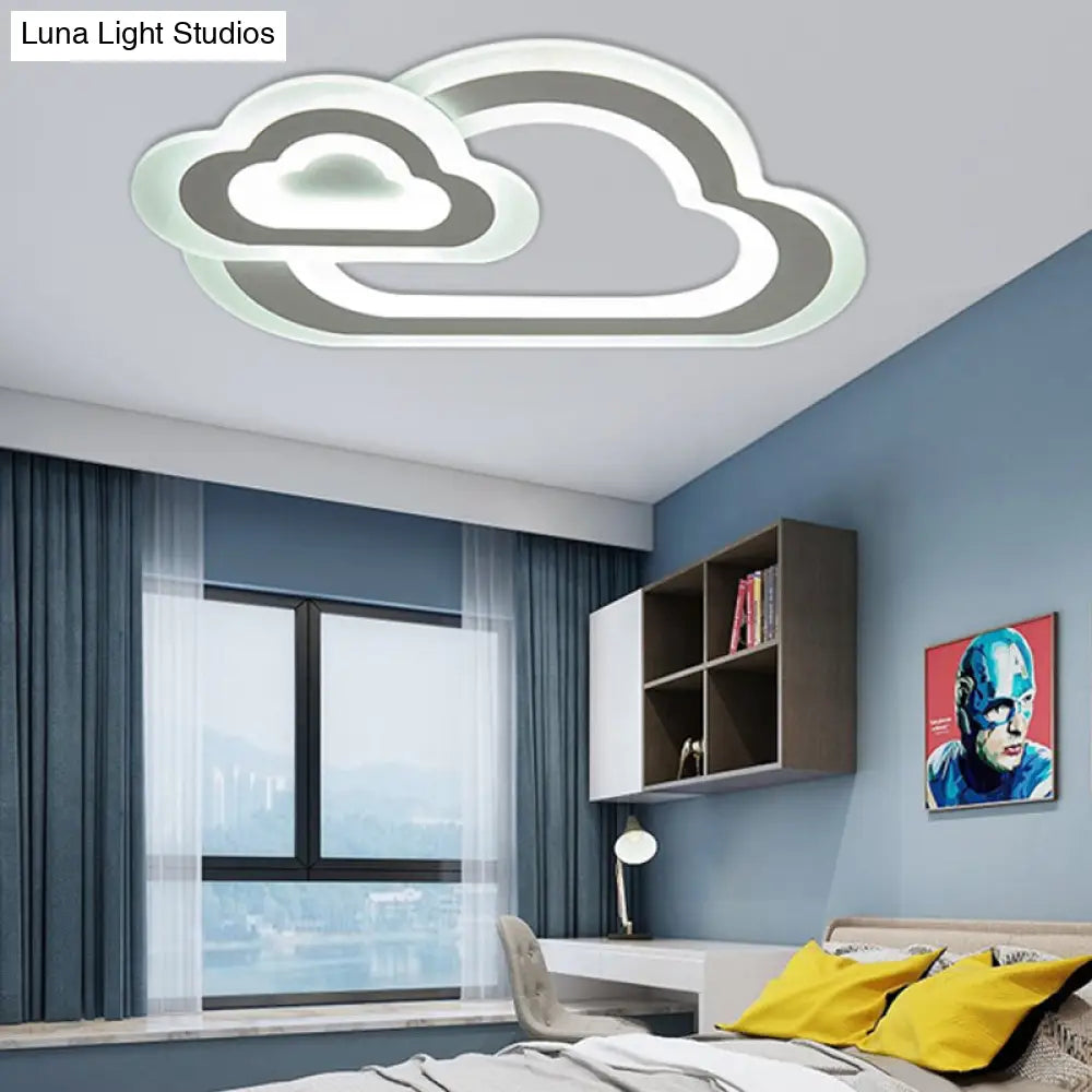 Contemporary Led Flush Ceiling Light: Slim Panel Lamp For Living Room In White Acrylic