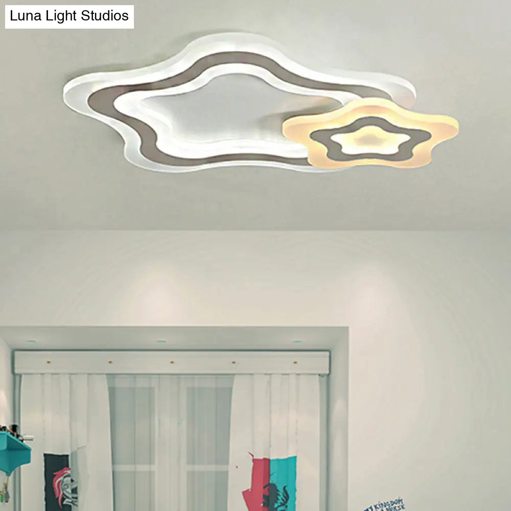 Contemporary Led Flush Ceiling Light: Slim Panel Lamp For Living Room In White Acrylic / A