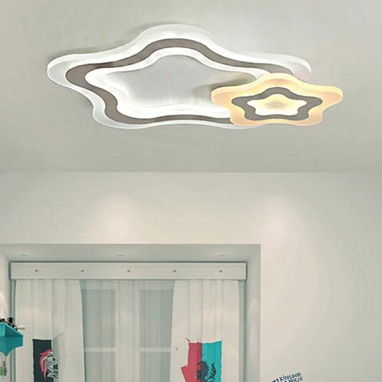 Contemporary Led Flush Ceiling Light: Slim Panel Lamp For Living Room In White Acrylic / A