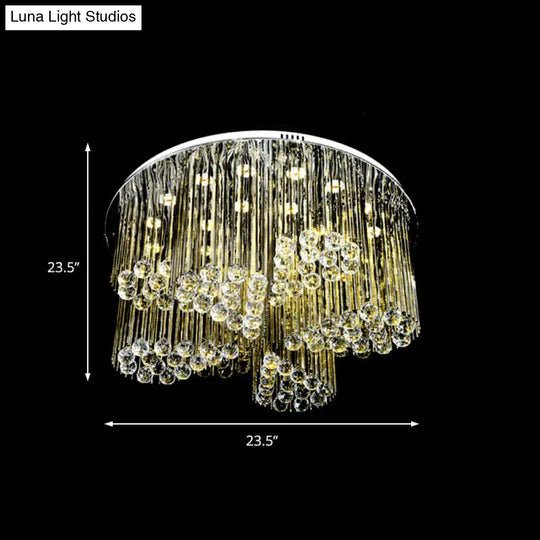 Contemporary Led Flush Ceiling Light With Clear Crystal And Flower Design - Bedroom Circle Lamp In