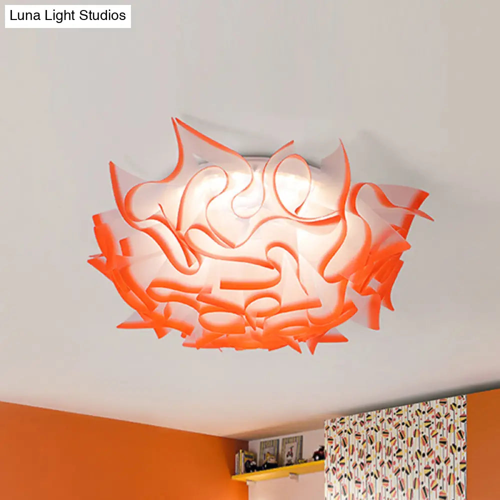 Contemporary Led Flush Ceiling Light With Twist Acrylic Shade - Vibrant Pink/Orange/Blue For