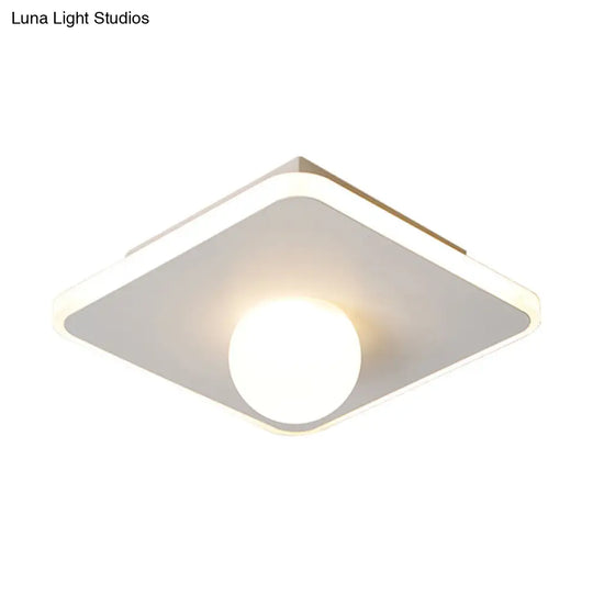 Contemporary Led Flush Lamp With Acrylic Shade And Mount In White Or Black / Warm Square