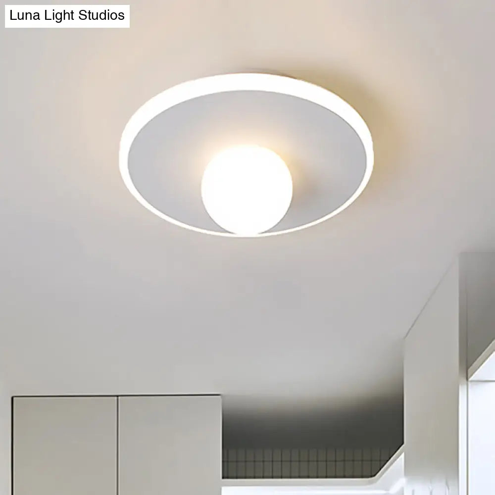 Contemporary Led Flush Lamp With Acrylic Shade And Mount In White Or Black / Warm Round