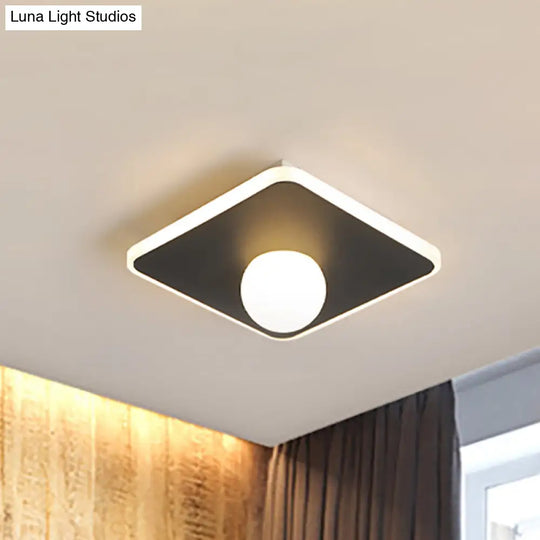 Contemporary Led Flush Lamp With Acrylic Shade And Mount In White Or Black / Warm Square