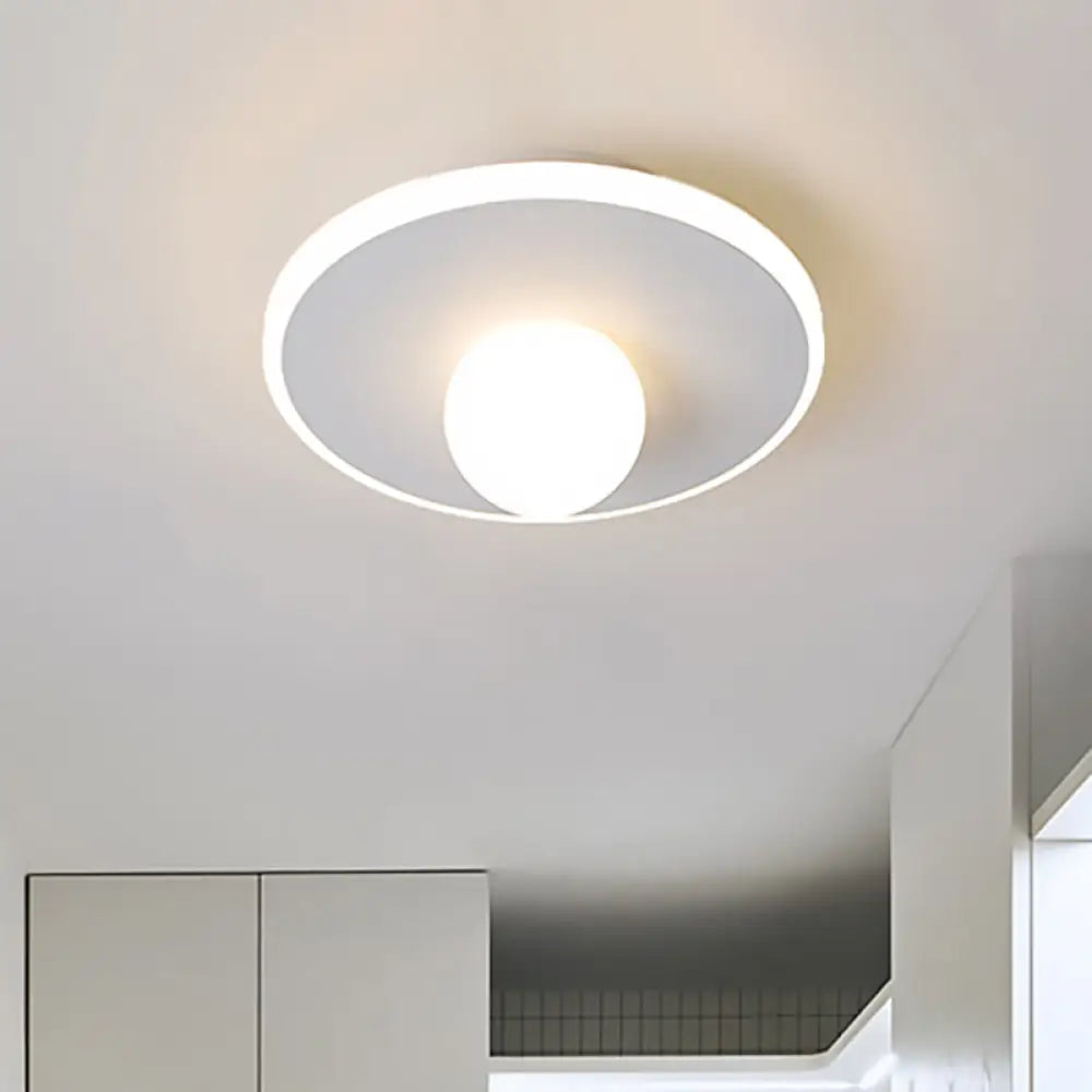 Contemporary Led Flush Lamp With Acrylic Shade And Mount In White Or Black / Warm Round