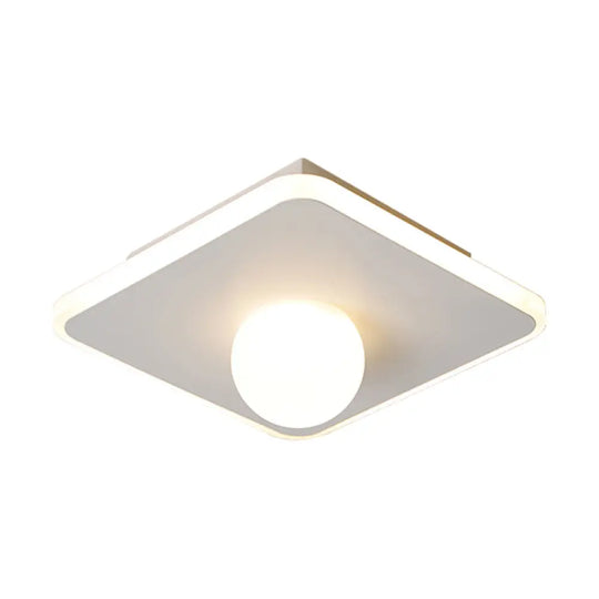 Contemporary Led Flush Lamp With Acrylic Shade And Mount In White Or Black / Warm Square