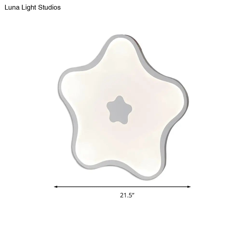 Contemporary Led Flush Mount Ceiling Lamp For Study Room - White Star Acrylic Light