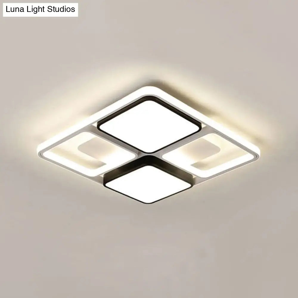 Contemporary Led Flush Mount Ceiling Light In Black/White 19.5/45 Wide