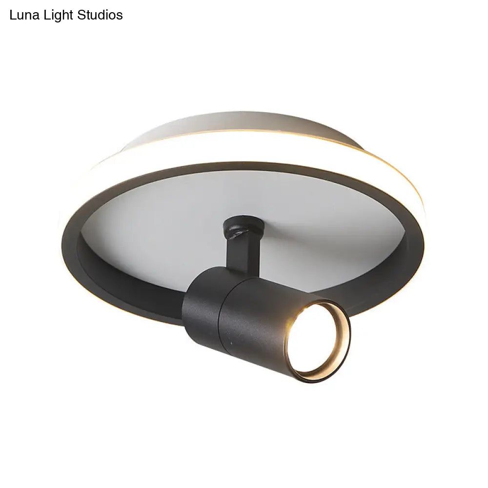 Contemporary Led Flush Mount Ceiling Light In Black/White With Warm/White