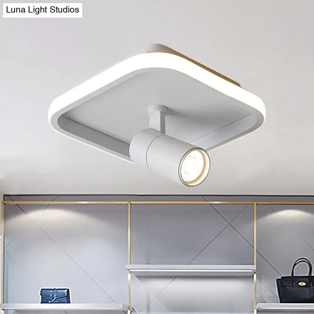 Contemporary Led Flush Mount Ceiling Light In Black/White With Warm/White White / Warm Square