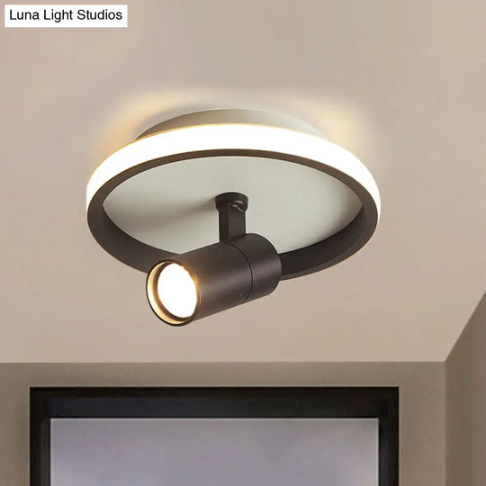 Contemporary Led Flush Mount Ceiling Light In Black/White With Warm/White