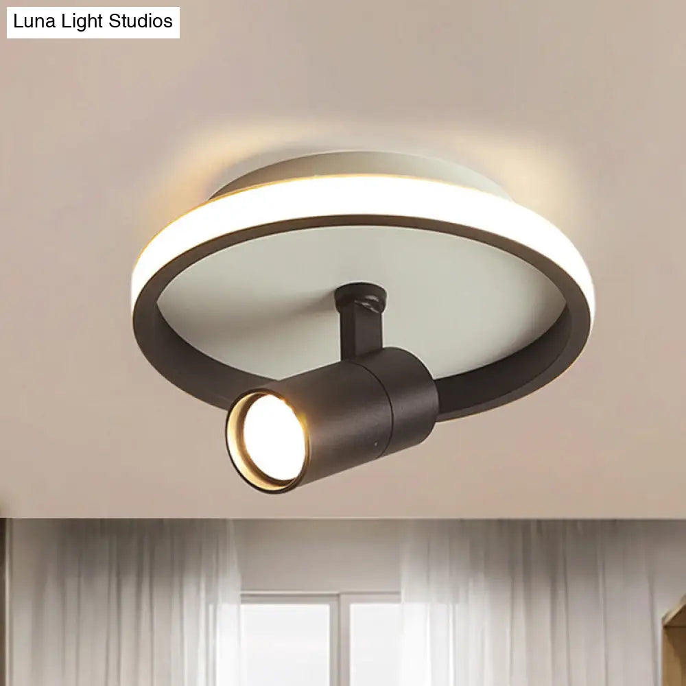 Contemporary Led Flush Mount Ceiling Light In Black/White With Warm/White Black / White Round