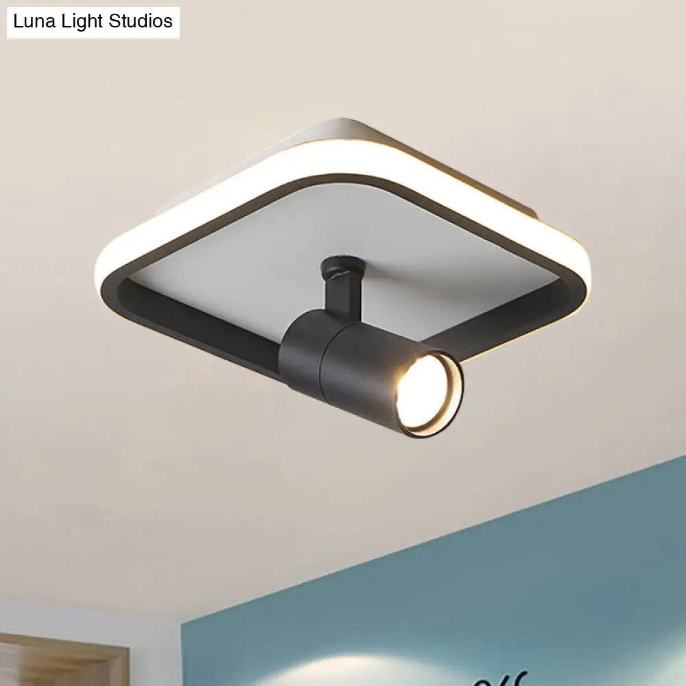 Contemporary Led Flush Mount Ceiling Light In Black/White With Warm/White Black / Warm Square