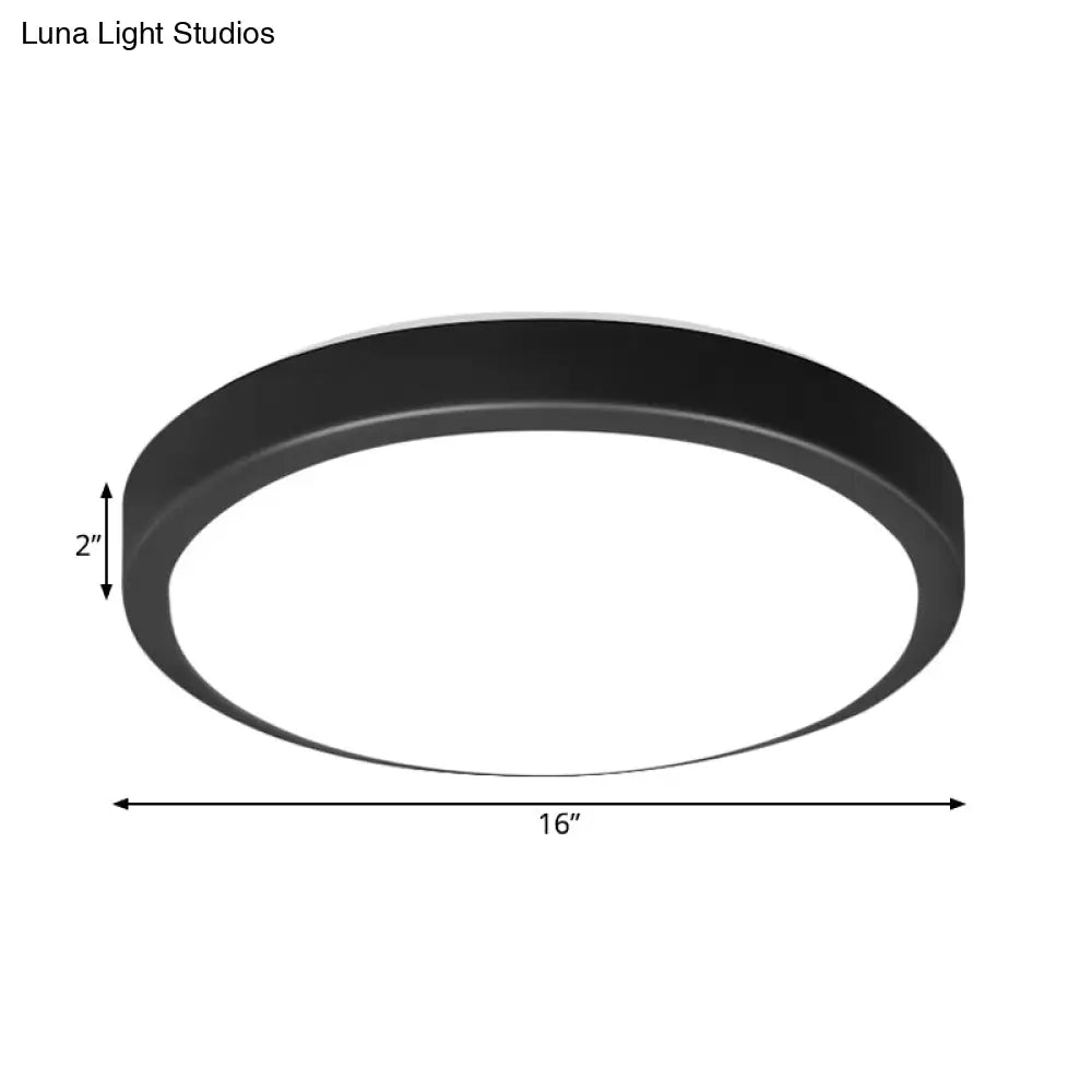Contemporary Led Flush Mount Ceiling Light In Black With Acrylic Shade Warm/White 10.5 - 16’