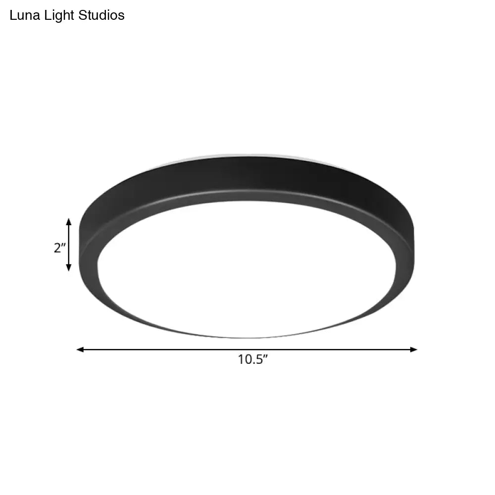 Contemporary Led Flush Mount Ceiling Light In Black With Acrylic Shade Warm/White 10.5-16 Diameter