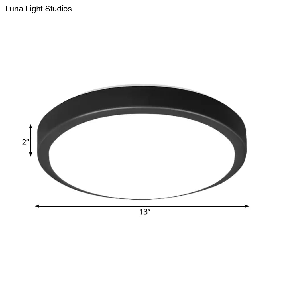 Contemporary Led Flush Mount Ceiling Light In Black With Acrylic Shade Warm/White 10.5-16 Diameter