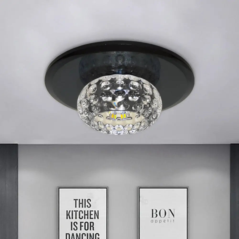 Contemporary Led Flush Mount Ceiling Light - Stylish Clear Glass Lighting Fixture For Guest Room