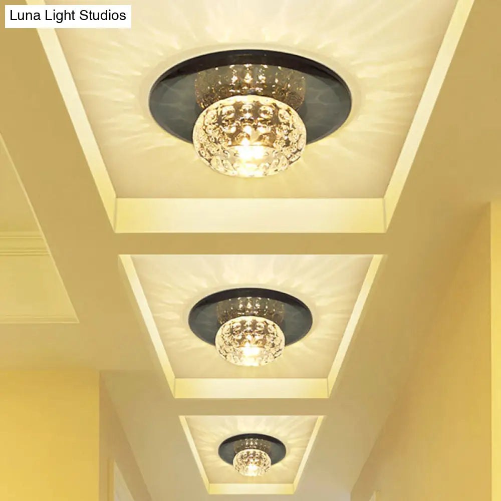 Contemporary Led Flush Mount Ceiling Light - Stylish Clear Glass Lighting Fixture For Guest Room