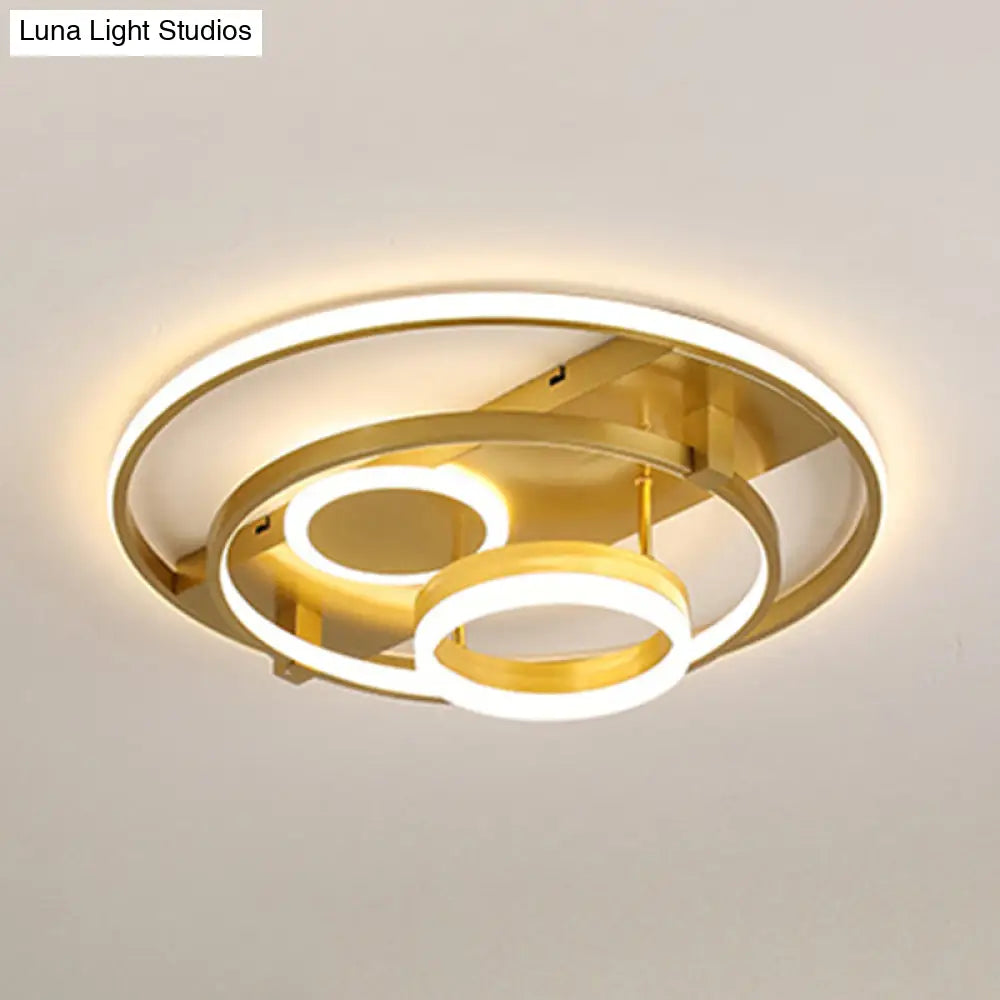 Contemporary Led Flush Mount Ceiling Light With Acrylic Cover - Gold Finish (18’/21.5’ Width)