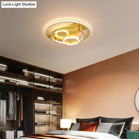 Contemporary Led Flush Mount Ceiling Light With Acrylic Cover - Gold Finish (18/21.5 Width) / 18