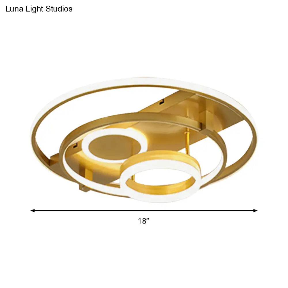 Contemporary Led Flush Mount Ceiling Light With Acrylic Cover - Gold Finish (18’/21.5’ Width)