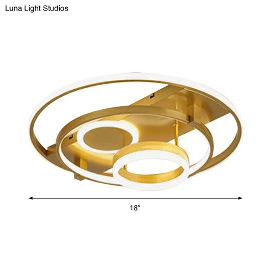 Contemporary Led Flush Mount Ceiling Light With Acrylic Cover - Gold Finish (18’/21.5’ Width)